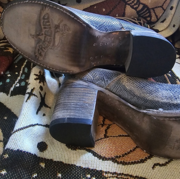 FREEBIRD Randi Reptile Snake Pewter Gray Heeled Leather Shoes - Size 10 NEW FIRM - Picture 9 of 15